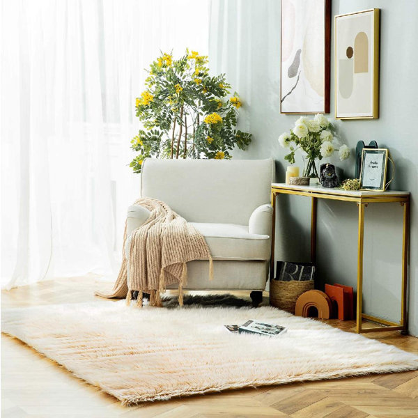 Everly Quinn Faux Sheepskin Light Yellow Rug Wayfair